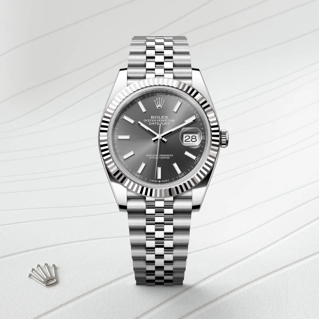 Rolex datejust in Rolesor bianco (combinazione di acciaio Oystersteel e oro bianco), M126334-0014 Abate 1920