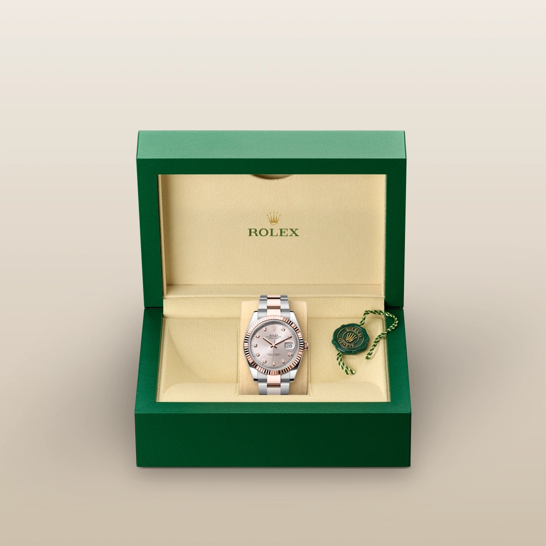 Rolex datejust in Rolesor Everose (combinazione di acciaio Oystersteel e oro Everose), M126331-0007 Abate 1920