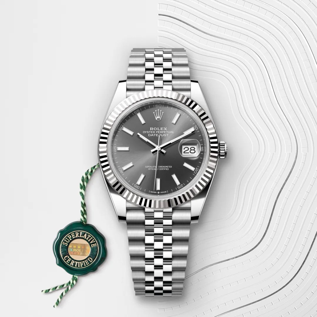 Rolex datejust in Rolesor bianco (combinazione di acciaio Oystersteel e oro bianco), M126334-0014 Abate 1920