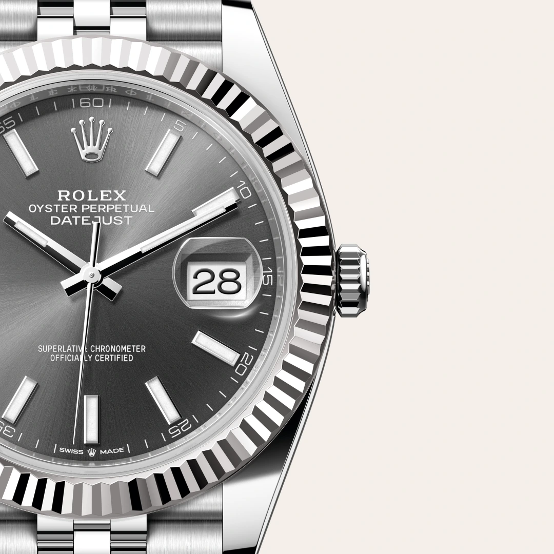 Rolex datejust in Rolesor bianco (combinazione di acciaio Oystersteel e oro bianco), M126334-0014 Abate 1920
