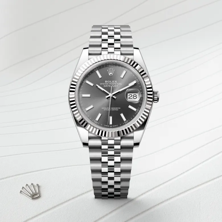 Rolex datejust in Rolesor bianco (combinazione di acciaio Oystersteel e oro bianco), M126334-0014 Abate 1920