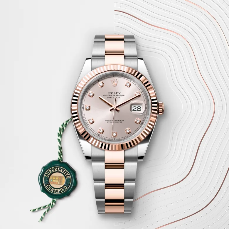Rolex datejust in Rolesor Everose (combinazione di acciaio Oystersteel e oro Everose), M126331-0007 Abate 1920