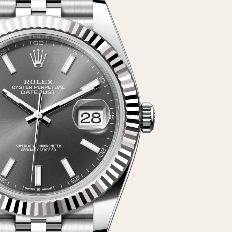 Rolex datejust in Rolesor bianco (combinazione di acciaio Oystersteel e oro bianco), M126334-0014 Abate 1920